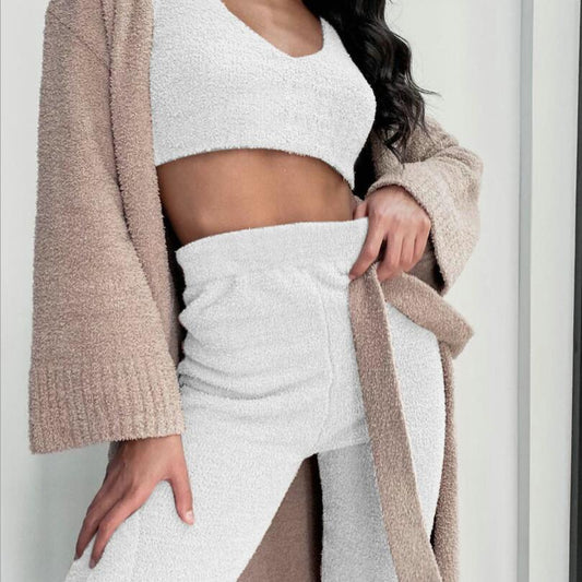 3-Piece Women's Pajama Set – Crop Top, Tank, and Shorts