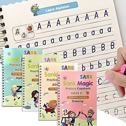 Reusable Magic Number Tracing Copybook Set (4 Books + 10 Refills + 1 Pen)
